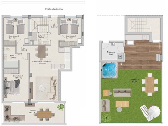 Penthouse-Wohnungen mit 3 Schlafzimmern, 2 Bädern, Vorinstallation Klimaanlage, Kfz-Stellplatz, Meerblick und Gemeinsch…