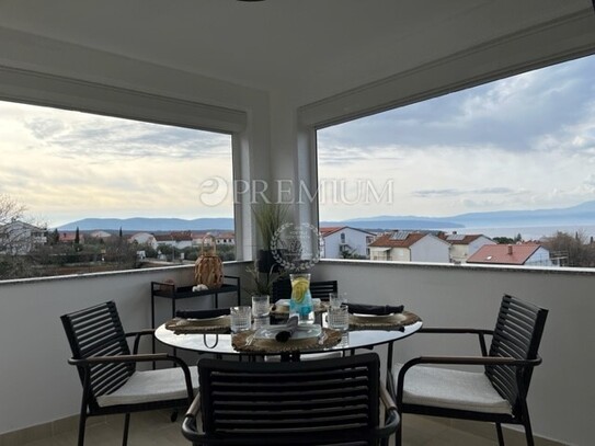 Malinska, möblierte Wohnung mit Panoramablick auf das Meer!