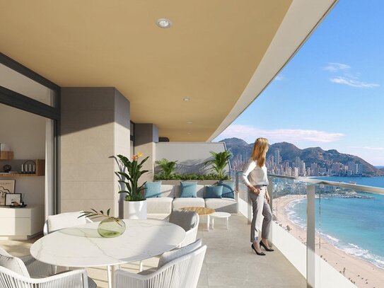 Tolles Apartment mit Terrasse in Benidorm an der Costa Blanca Nord mit 1 Schlafzimmer und 1 Badezimmer