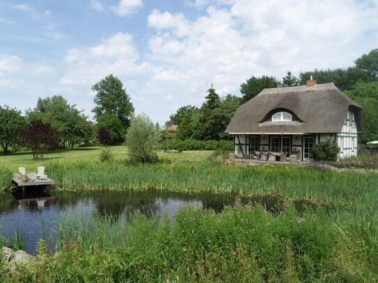 SCHNÄPPCHEN auf RÜGEN Reet gedecktes Haus mit Teich auf großem Grundstück zu verkaufen