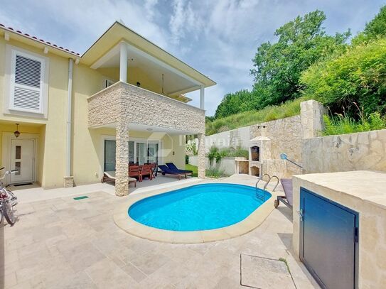 Krk island, Baška. Newer attached house with pool for sale.