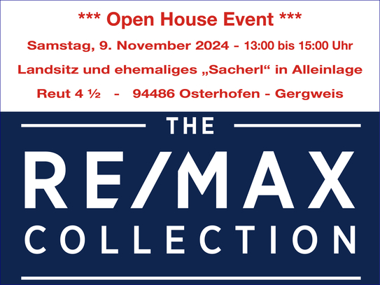 *** Open House Event ***
Samstag, den 09.11.2024 von 13:00 bis 15:00 Uhr!
Landsitz - in absoluter Alleinlage