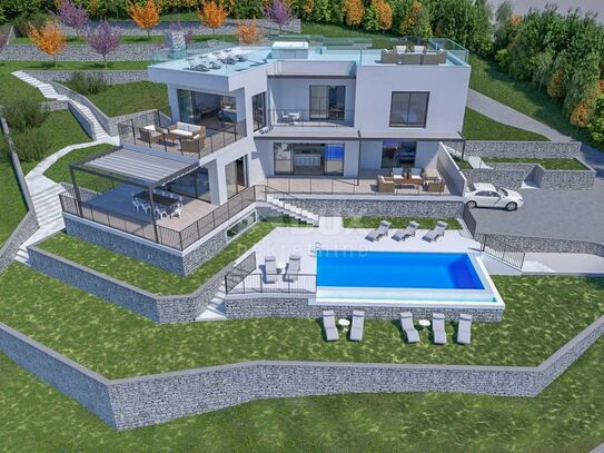 OPATIJA, POLJANE - Grundstück 4400m2 mit Baugenehmigung für Villa mit Pool und Meerblick