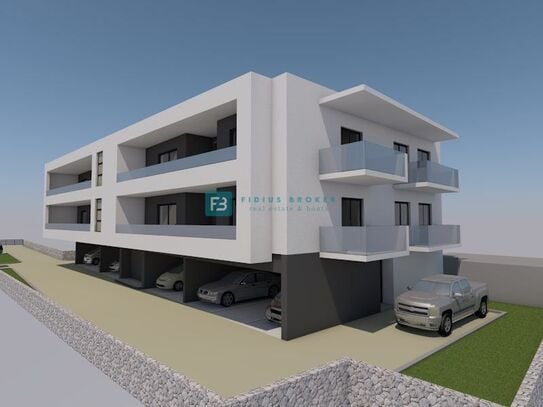 VODICE, neue, moderne Wohnung, 2. Stock, 300 m zum Strand, Aufzug, Garage