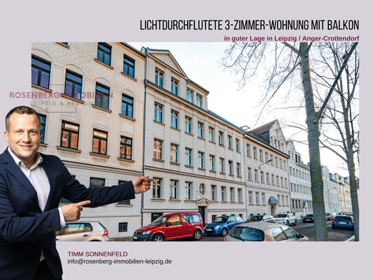 Lichtdurchflutete 3-Zimmer-Wohnung mit Balkon in Leipzig / Anger-Crottendorf