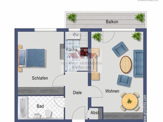 2 Zi.-Wohnung in zentr. Lage von Biberach, Balkon, Garage, zur Eigennutzung oder Kapitalanlage!