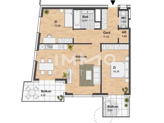 TOP-AKTION: 3-ZI.-WOHNUNG MIT SÜDWESTAUSRICHTUNG INKL. 2 BALKONE