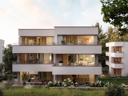 GÄMSENBERG: Helle 2-Zimmer-Wohnung mit Süd-Terrasse & Gartenanteil