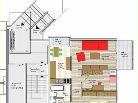 Beliebte ältere Stadtwohung in BB-Wiesengrund, im 1. OG + Stellplatz