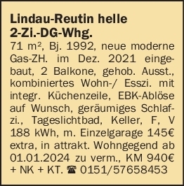 Vermietung 1-2 Zimmer-Wohnungen