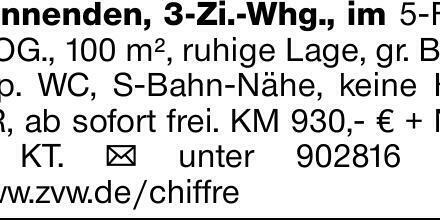 Winnenden, 3-Zi.-Whg., im 5-FH, 1. OG., 100 m², ruhige Lage, gr. Blk.,...