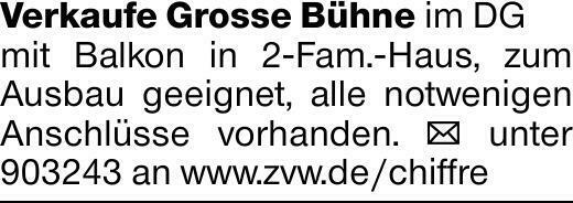 Verkaufe Grosse Bühne im DGmit Balkon in 2-Fam.-Haus, zum Ausbau geeignet,...