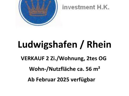 LUDWIGSHAFEN / RHEIN, 150 000,00 € , 2,5 ZIMMERWOHNUNG, GEPFLEGT, 2tes OG.