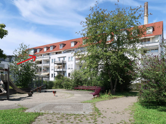 Ulm-Weststadt hübsche 3-Zi.-Maisonettewohnung im DG mit sonniger Dachterrasse, EBK und TG