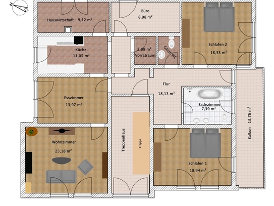 5 Zimmerwohnung mit Balkon in Widdern zu vermieten