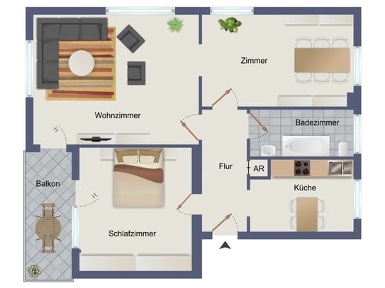 3 Zi-Whg in ES-Sulzgries in sehr guter Lage. Balkon, EBK, TLB, SP ab 1.März verfügbar Provisionsfrei