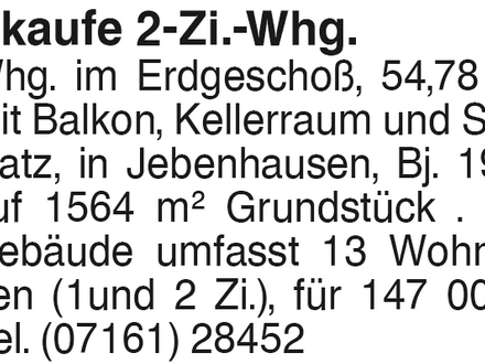 Verkaufe 2 Zi. Whg