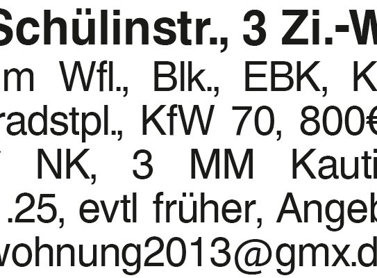 Ulm Schülinstr. 3-Zi.-Whg.