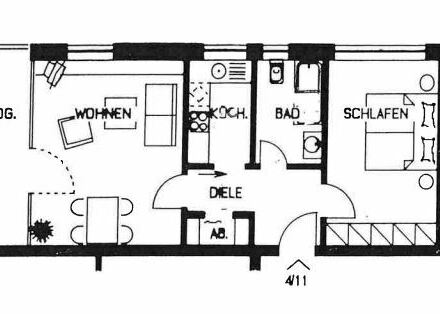 Schöne 2-Zimmer-Wohnung 55 m² zu vermieten
