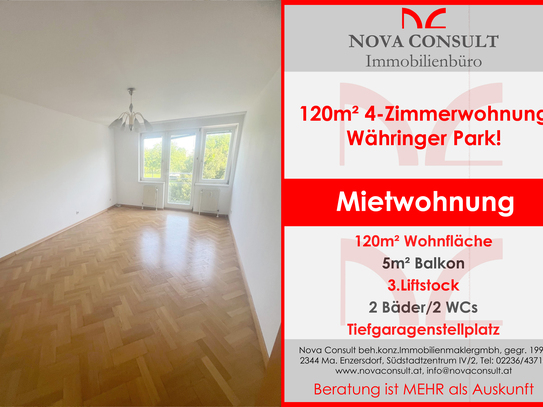 Währinger Park - 120m² 4-Zimmerwohnung - Balkon - Garagenstellplatz