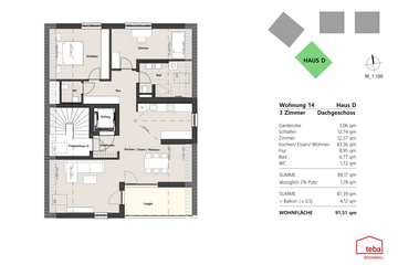 Wohnung 14 - DG Haus D