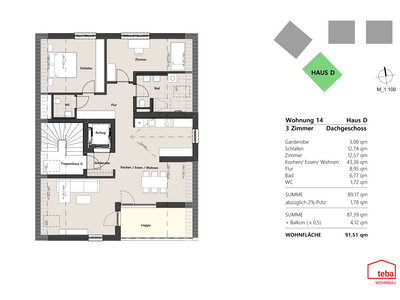 Wohnung 14 - DG Haus D