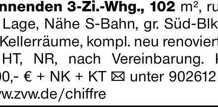 Winnenden 3-Zi.-Whg., 102 m², ruhige Lage, Nähe S-Bahn, gr. Süd-Blk., 2...