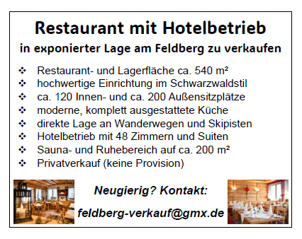 Restaurant mit Hotelbetrieb am Feldberg zu verkaufen