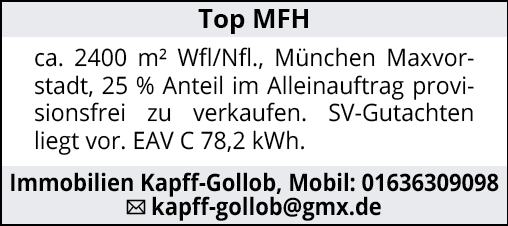 Top MFH ca. 2400 m² Wfl/Nfl., München Maxvorstadt