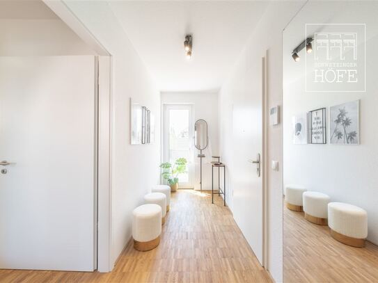 Im September einziehen: barrierefreie 3-Zimmer-Neubau-Wohnung im 4. OG mit Loggia.