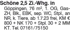 Schöne 2,5 Zi.Whg.