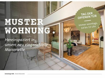 Jetzt ins neue Zuhause einziehen: Urbanes Wohngefühl in der Maisonette mit überhoher Loggia.