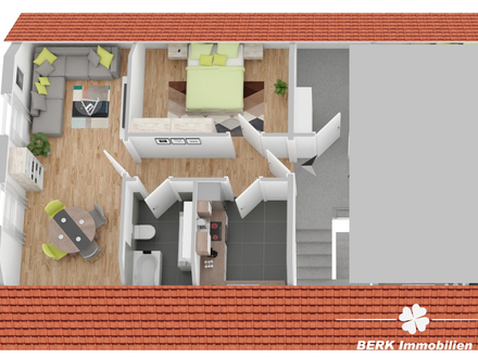 BERK Immobilien - gut geschnittene 2-Zimmer-ETW im Dachgeschoss