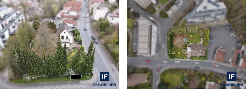 Luftaufnahmen eines Einfamilienhauses samt Grundstück in  Bad Kissingen