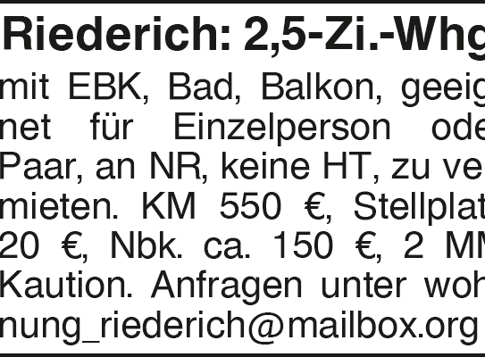 Riederich: 2,5-Zi.-Whg.