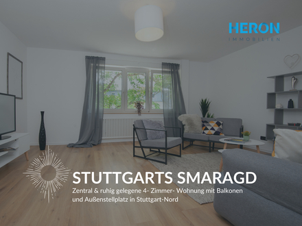 Stuttgarter Smaragd - Zentral&ruhig gelegene 4 Zimmer-Wohnung mit Außenstellplatz in Stuttgart-Nord