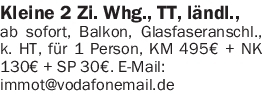 Vermietung 1-2 Zimmer-Wohnungen