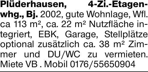 Plüderhausen, 4-Zi.-Etagenwhg., Bj. 2002, gute Wohnlage, Wfl. ca 113 m²,...