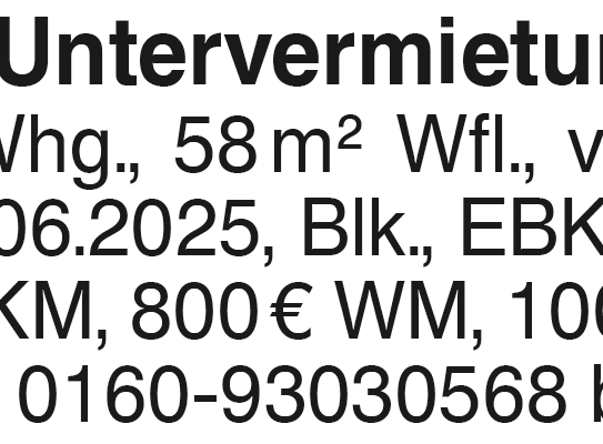 1 Jahr Untervermietung