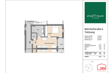 Grundriss Wohnung 3.OG B15