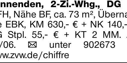 Winnenden, 2-Zi.-Whg., DG im MFH, Nähe BF, ca. 73 m², Übernahme EBK, KM...