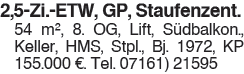2,5-Zi.-ETW, GP Staufenzentr.