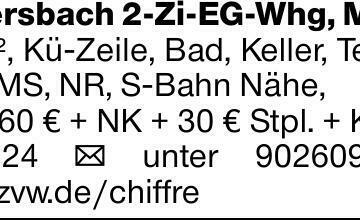 Endersbach 2-Zi-EG-Whg, MFHS45 m², Kü-Zeile, Bad, Keller, Terrasse, HMS,...