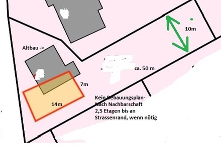 Grundstück ohne Bebauungsplan (ca.672m²)-Altbestand im Rückbau