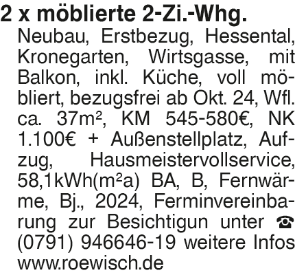 Möblierte 2-Zi.-Whg.