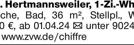 Wi. Hertmannsweiler, 1-Zi.-Whg., Küche, Bad, 36 m², Stellpl., WM 470 €,...