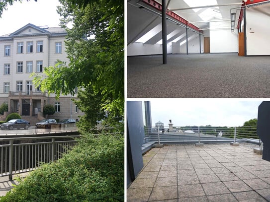 Große Gewerbeeinheit im Waldstraßenviertel - Glaskuppel & Dachterrasse mit toller Skyline