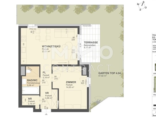 KREMSER WOHNDOMIZIL 2Zi- 52qm- Gartenwohnung, Lift, Tiefgarage, in beliebter Grünruhelage