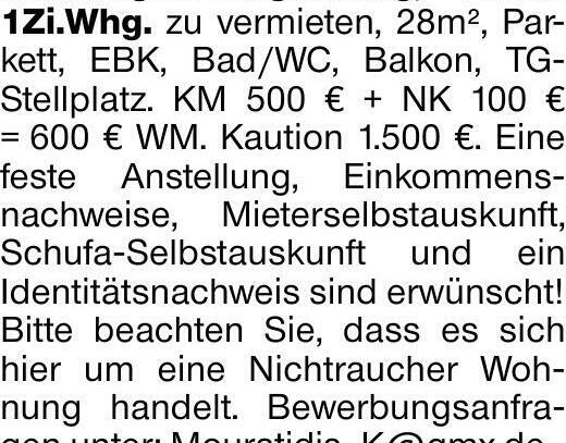 Waiblingen-Galgenberg, renov. 1Zi.Whg. zu vermieten, 28m², Parkett, EBK,...