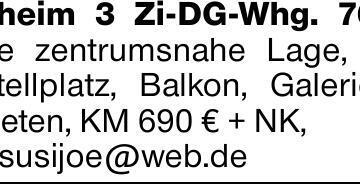 Welzheim 3 Zi-DG-Whg. 76 m² ruhige zentrumsnahe Lage, EBK, TG-Stellplatz,...